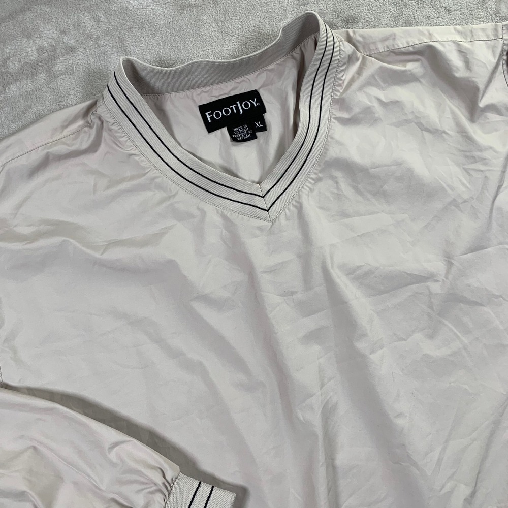 FootJoy Windshirt Mens XL Beige V-Neck Long Sleeve Golf Pullover Jacket